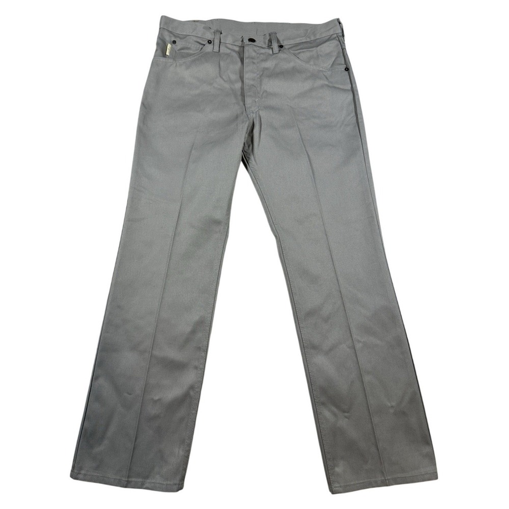 70s Vintage Roebucks Mens Gray‎ Western Workwear Pants 36x29 Straight Leg Twill